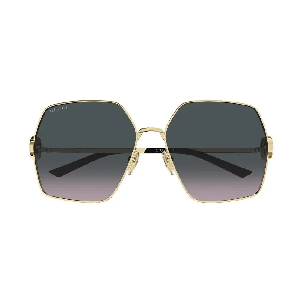GUCCI GG2163S 002 Gold Grey Rose Gradient Lens Women Sunglasses Large AUTHENTIC
